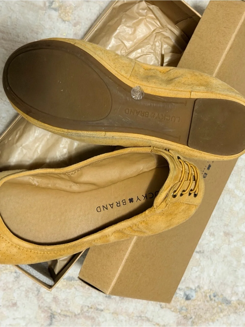 Lucky Brand Yellow Suede Ballet Flats